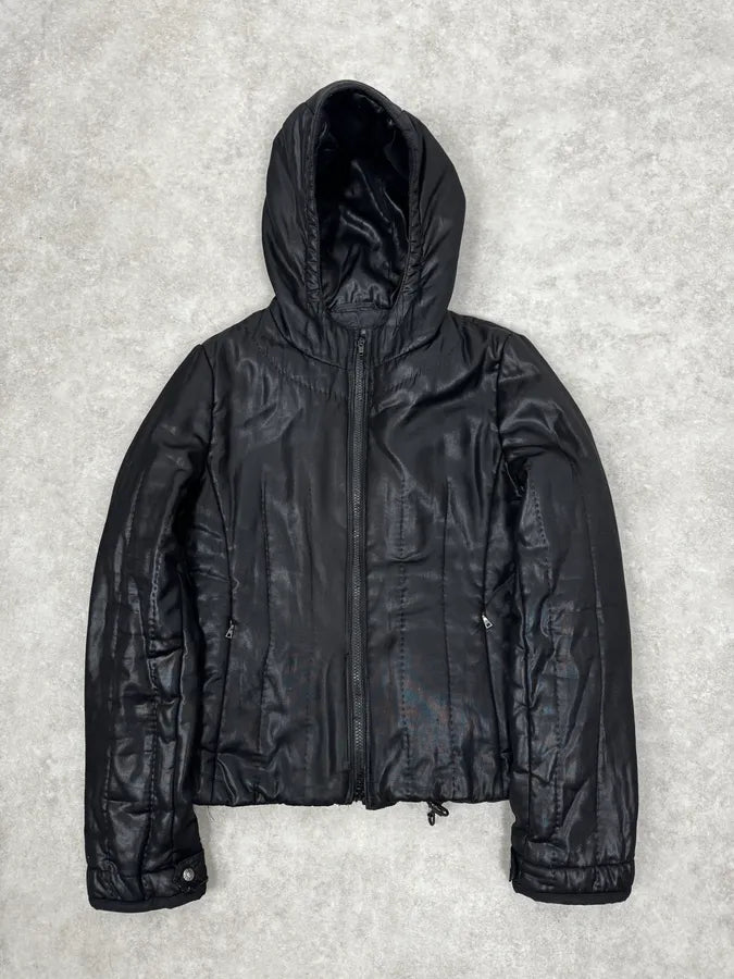 AW2007 Prada Black Shiny Hooded Puffer Jacket czaWaxr 0