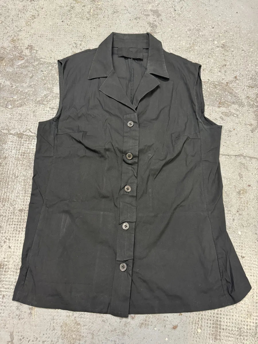 2000s Prada Black Sleeveless Minimalist Shirt cwxIHpk 0