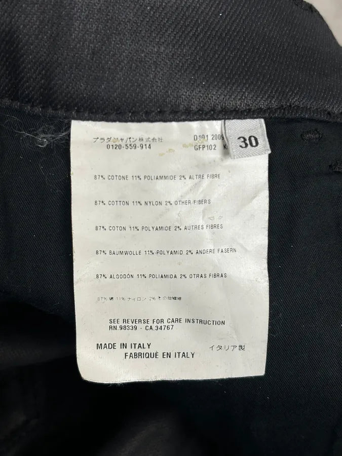 AW2009 Prada Black Slim Waxed Effect Denim Jeans jBOyoiq 12