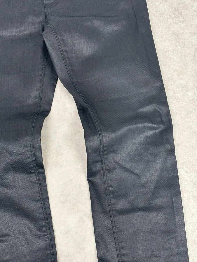 AW2009 Prada Black Slim Waxed Effect Denim Jeans jBOyoiq 8