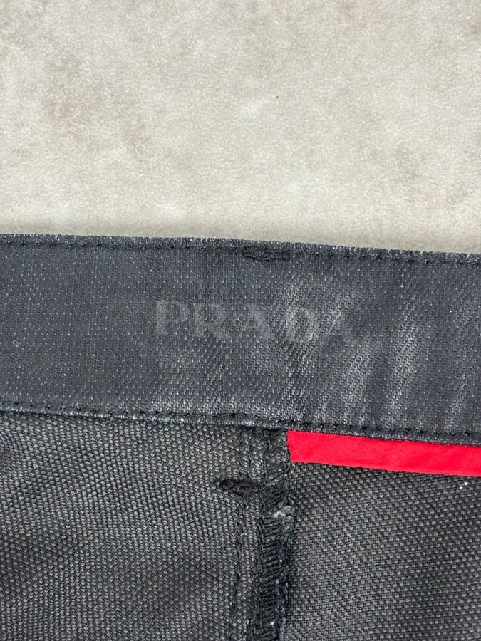 AW2009 Prada Black Slim Waxed Effect Denim Jeans jBOyoiq 10