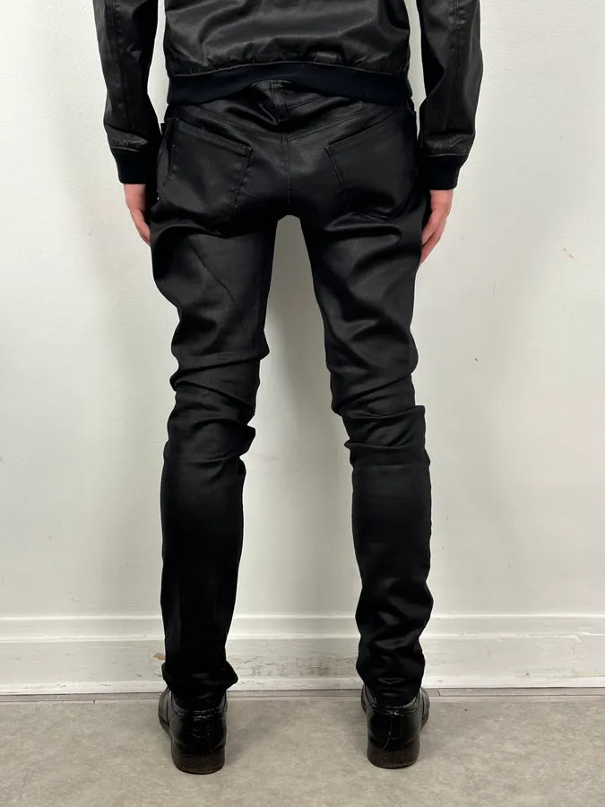AW2009 Prada Black Slim Waxed Effect Denim Jeans jBOyoiq 3