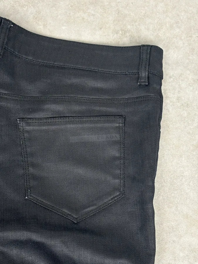 AW2009 Prada Black Slim Waxed Effect Denim Jeans jBOyoiq 7