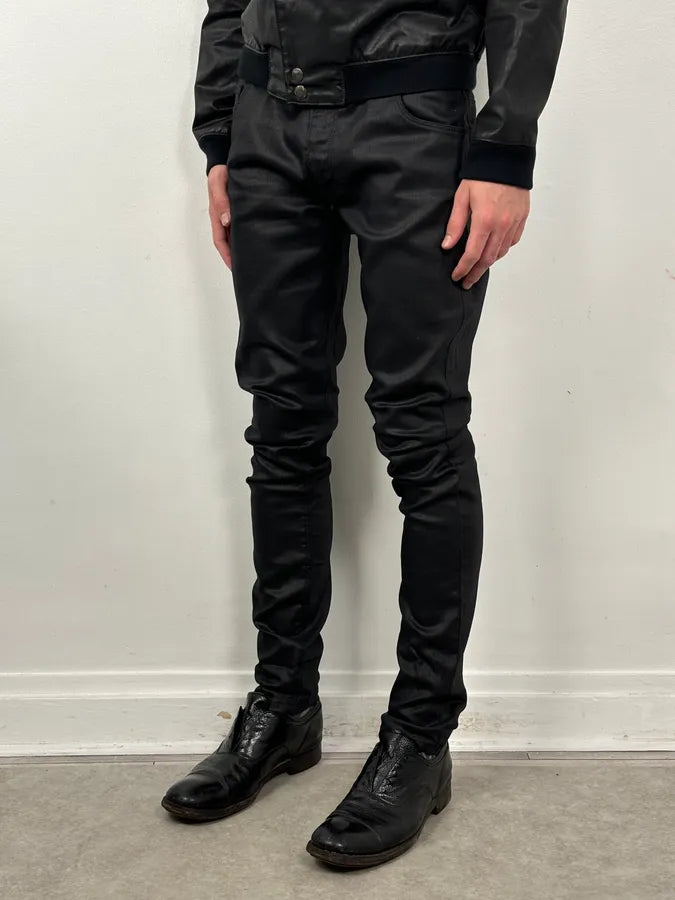 AW2009 Prada Black Slim Waxed Effect Denim Jeans jBOyoiq 2