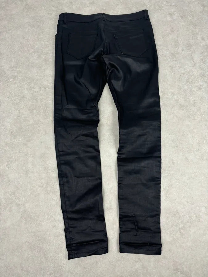 AW2009 Prada Black Slim Waxed Effect Denim Jeans jBOyoiq 5