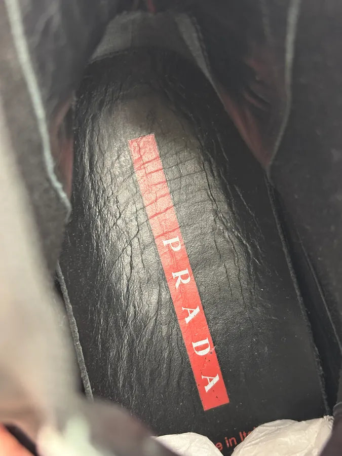 2000s Prada Black Stitched Leather Chelsea Boots eQrVMkS 9