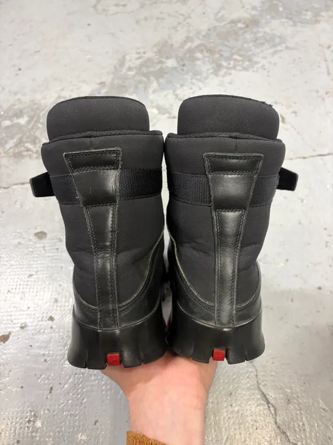 2000s Prada Black Strap Hiking Leather Boots vxGSnsS 6