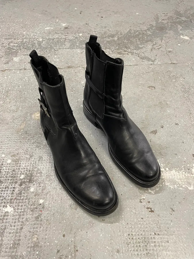 2000s Prada Black Strap Leather Boots tzopEBM 3