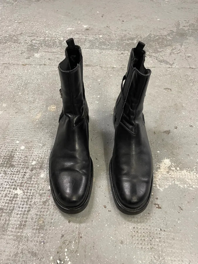 2000s Prada Black Strap Leather Boots (40eu/us7) 4