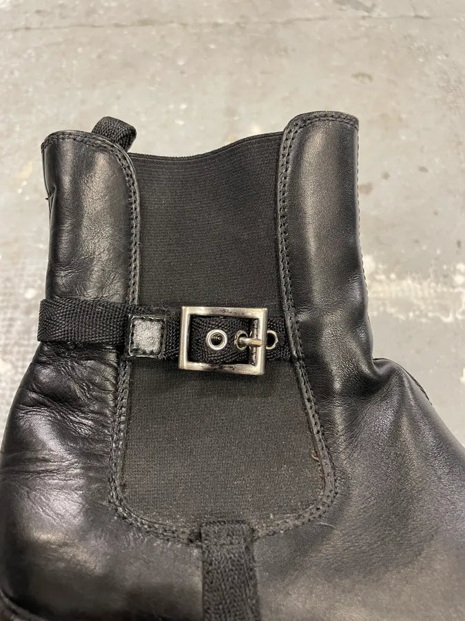 2000s Prada Black Strap Leather Boots tzopEBM 6
