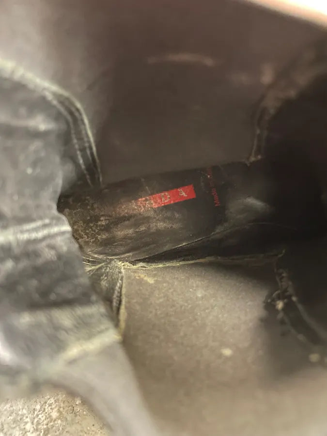 2000s Prada Black Strap Leather Boots tzopEBM 9