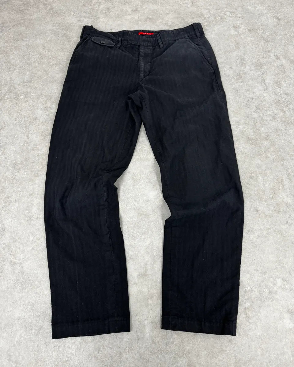 AW2007 Prada Black Striped Cozy Pants PVGTIOq 0