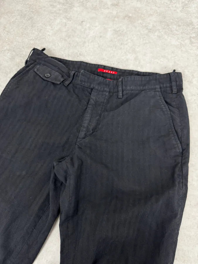 AW2007 Prada Black Striped Cozy Pants PVGTIOq 5