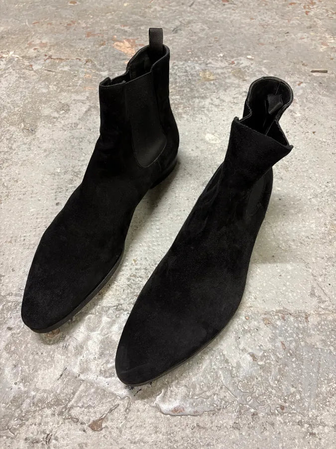 2000s Prada Black Suede Leather Chelsea Boots (42eu/us8.5) CZPAcpE 2