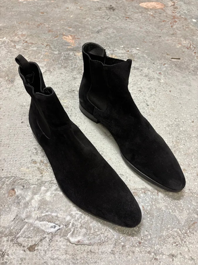 2000s Prada Black Suede Leather Chelsea Boots (42eu/us8.5) CZPAcpE 3