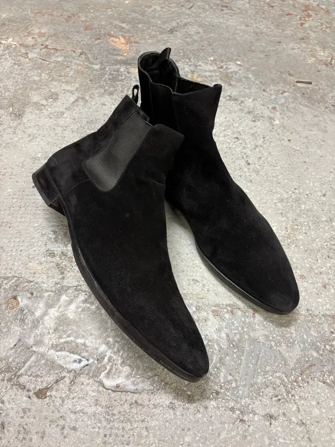 2000s Prada Black Suede Leather Chelsea Boots (42eu/us8.5) CZPAcpE 4