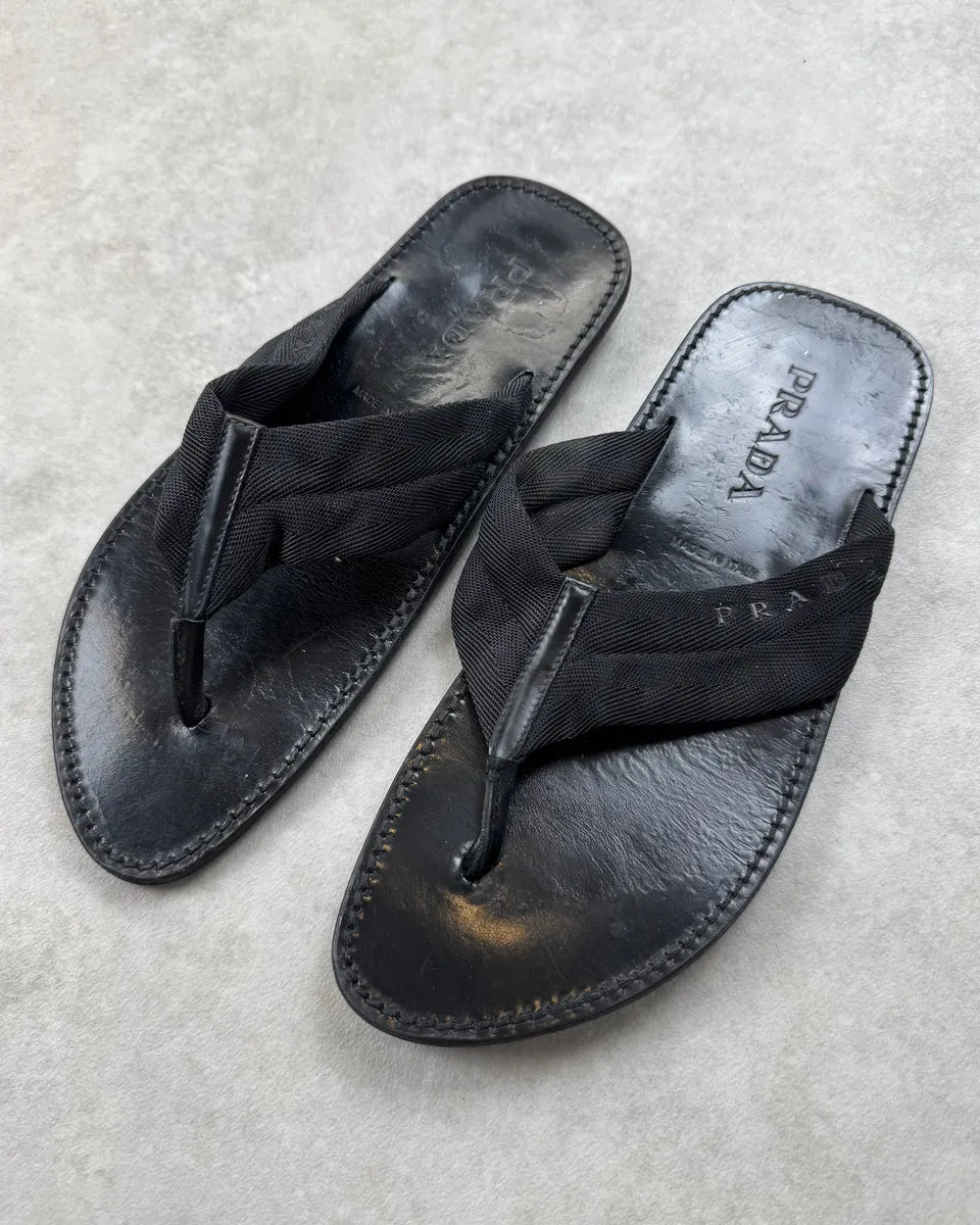 2000s Prada Black Thong Sandals ulhRLAS 0