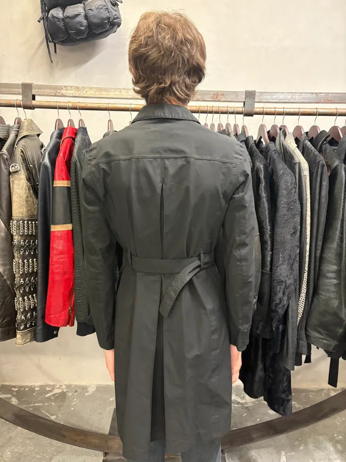 2000s Prada Black Trench Raincoat Jacket wusCIcl 3