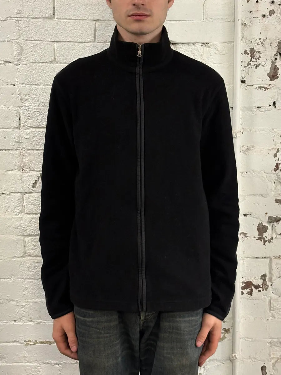 2000s Prada Black Wool & Nylon Fleece Hybrid Jacket ojOoHuV 1