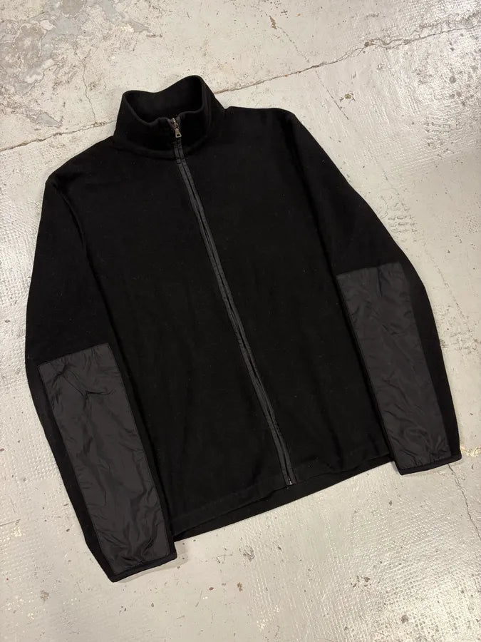 2000s Prada Black Wool & Nylon Fleece Hybrid Jacket ojOoHuV 3