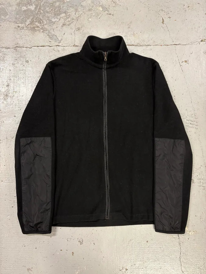 2000s Prada Black Wool & Nylon Fleece Hybrid Jacket ojOoHuV 0