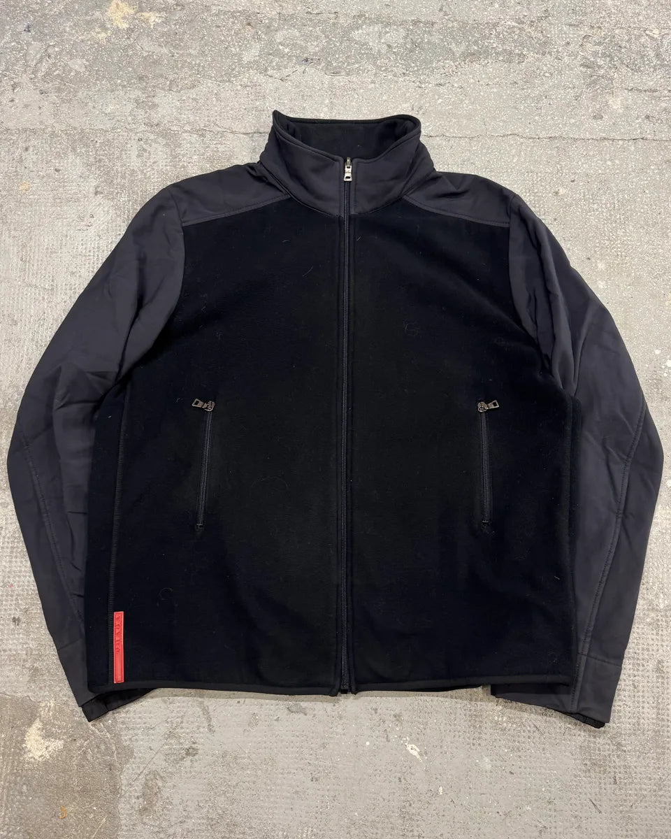 2000s Prada Black Wool Fleece Jacket (XL) 0