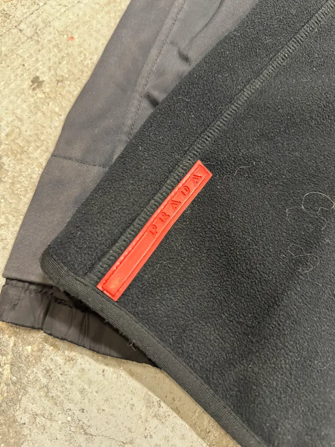 2000s Prada Black Wool Fleece Jacket (XL) 2