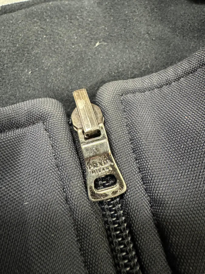 2000s Prada Black Wool Fleece Jacket (XL) 7