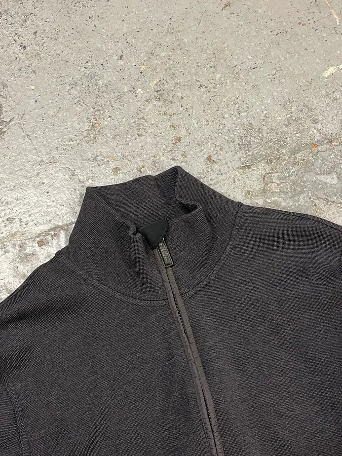 2000s Prada Dark Grey Wool Hybrid Zip-Up Sweater QSQiRfl 4