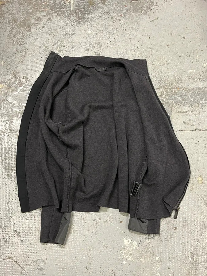 2000s Prada Dark Grey Wool Hybrid Zip-Up Sweater QSQiRfl 7