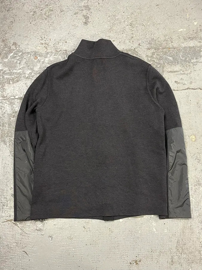 2000s Prada Dark Grey Wool Hybrid Zip-Up Sweater QSQiRfl 5