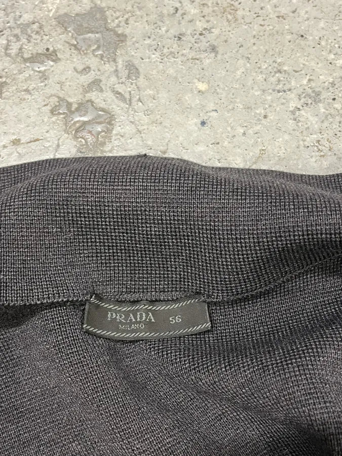 2000s Prada Dark Grey Wool Hybrid Zip-Up Sweater QSQiRfl 9