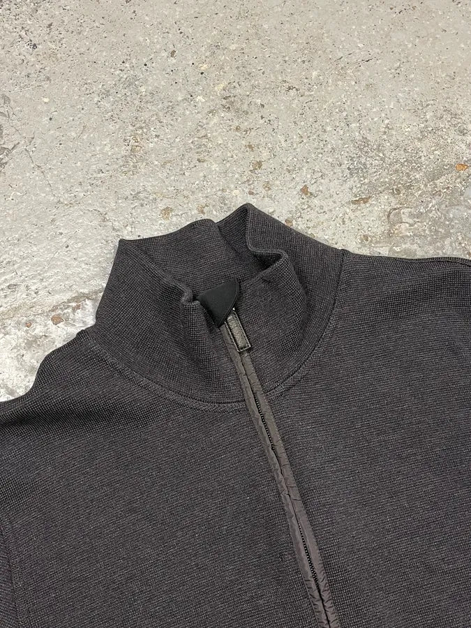 2000s Prada Dark Grey Wool Hybrid Zip-Up Sweater QSQiRfl 6