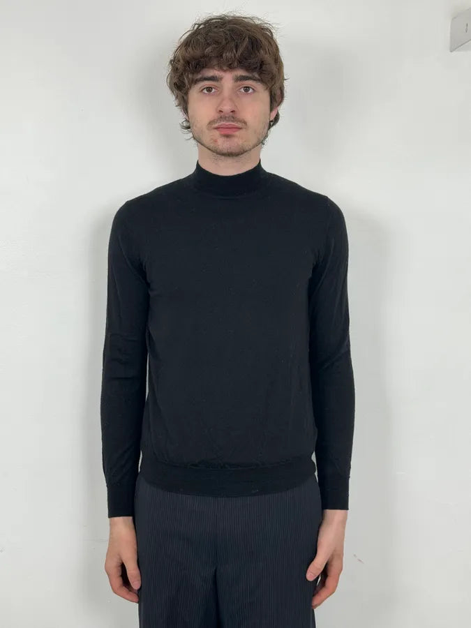 AW2021 Prada Minimalist Black Wool Sweater qKyJkaI 0