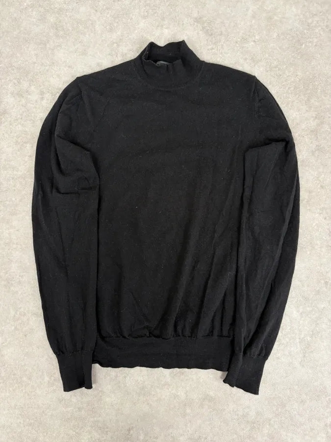 AW2021 Prada Minimalist Black Wool Sweater qKyJkaI 3