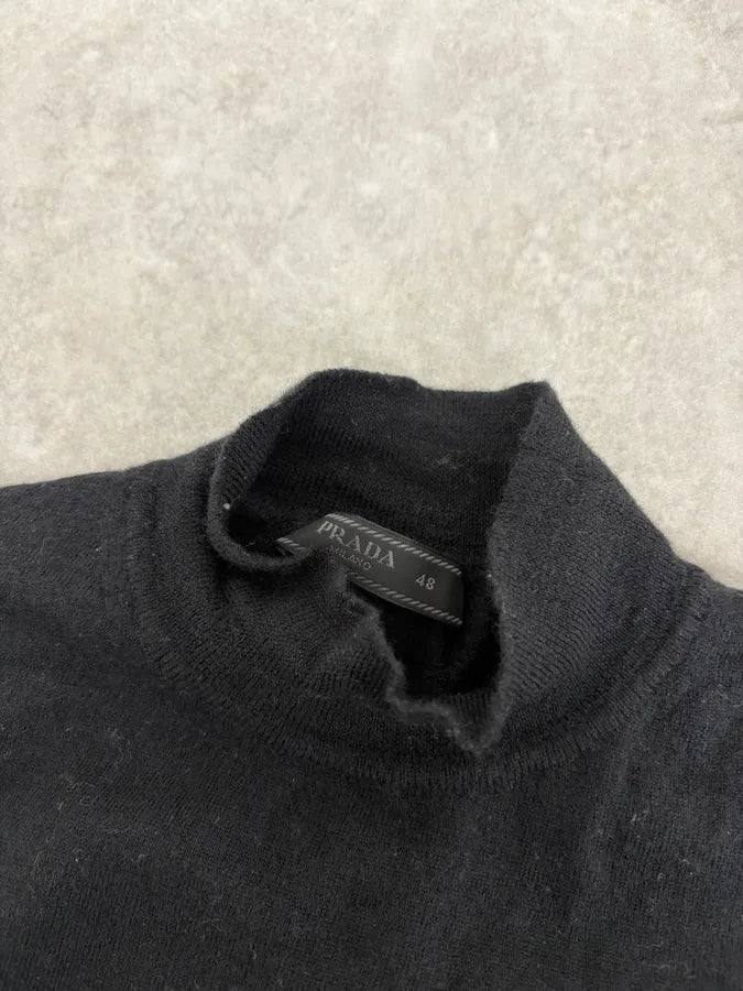 AW2021 Prada Minimalist Black Wool Sweater qKyJkaI 4