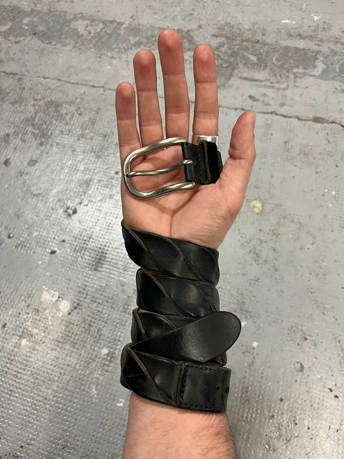 2000s Prada Black Woven Leather Belt iVQSulf 2