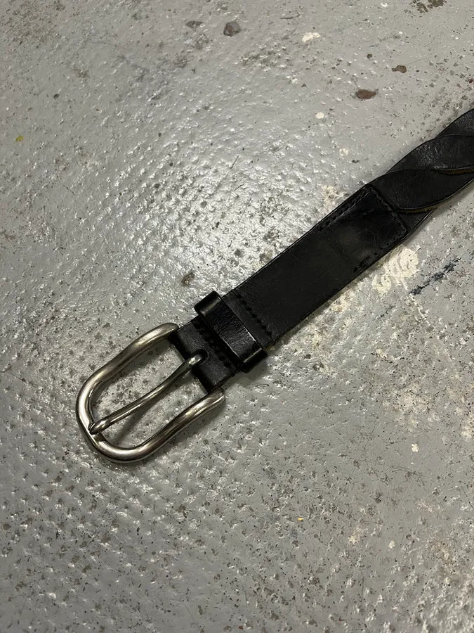 2000s Prada Black Woven Leather Belt iVQSulf 5