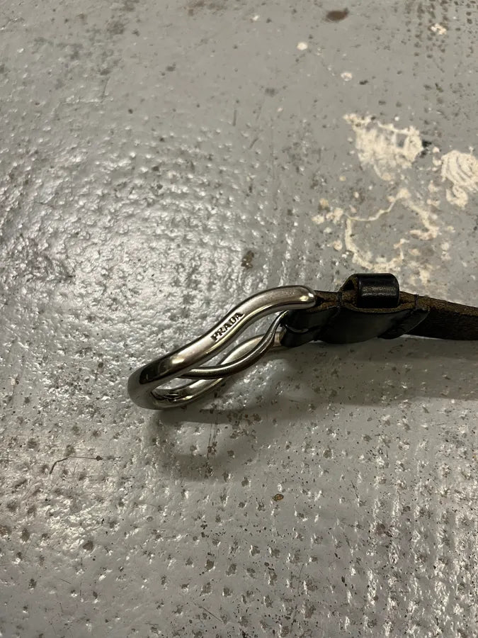 2000s Prada Black Woven Leather Belt iVQSulf 8