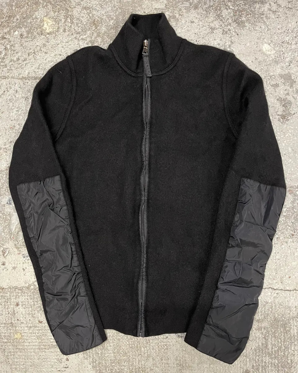 2000s Prada Black Zip-up Nylon Hybrid Sweater LFeIhTc 0