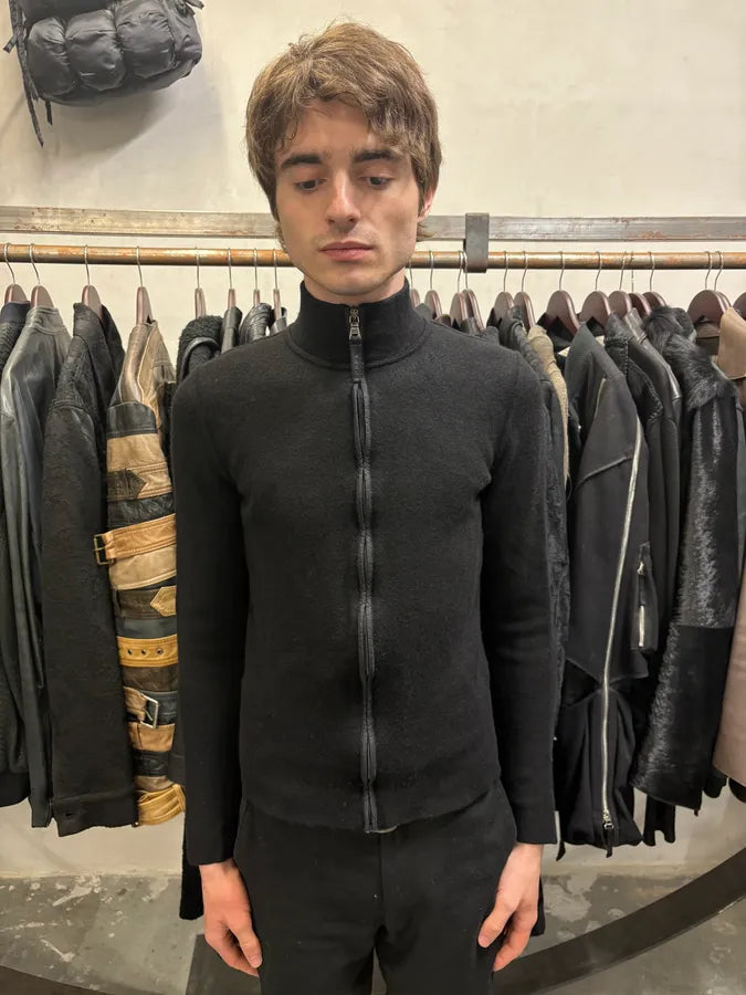 2000s Prada Black Zip-up Nylon Hybrid Sweater LFeIhTc 1