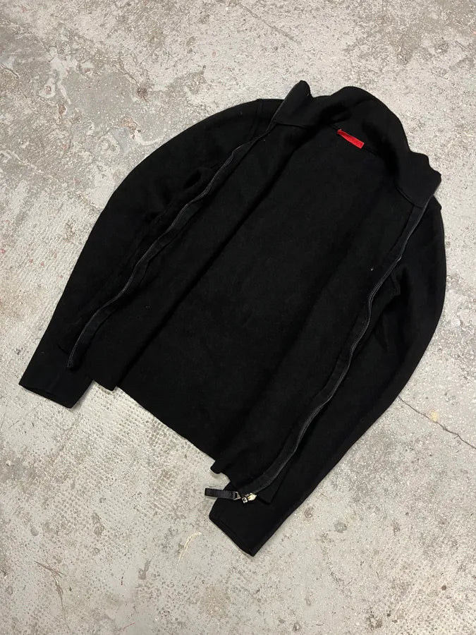 2000s Prada Black Zip-up Nylon Hybrid Sweater LFeIhTc 4