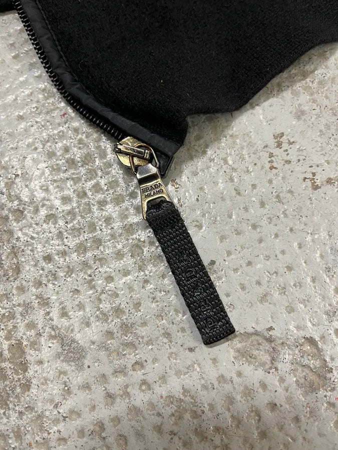 2000s Prada Black Zip-up Nylon Hybrid Sweater LFeIhTc 8