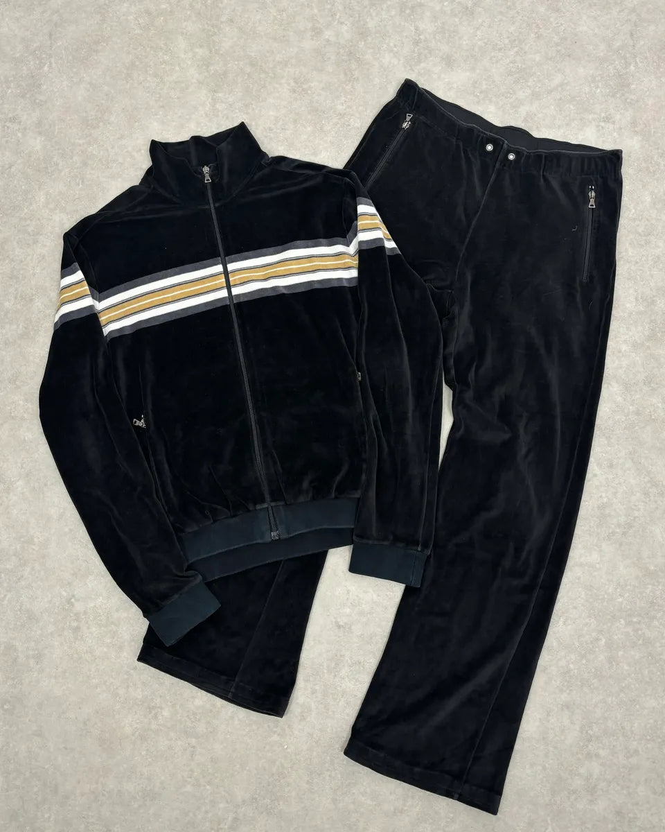 AW2008 Prada Black Zip-up Sweater & Pants Tracksuit lsGBMrc 0