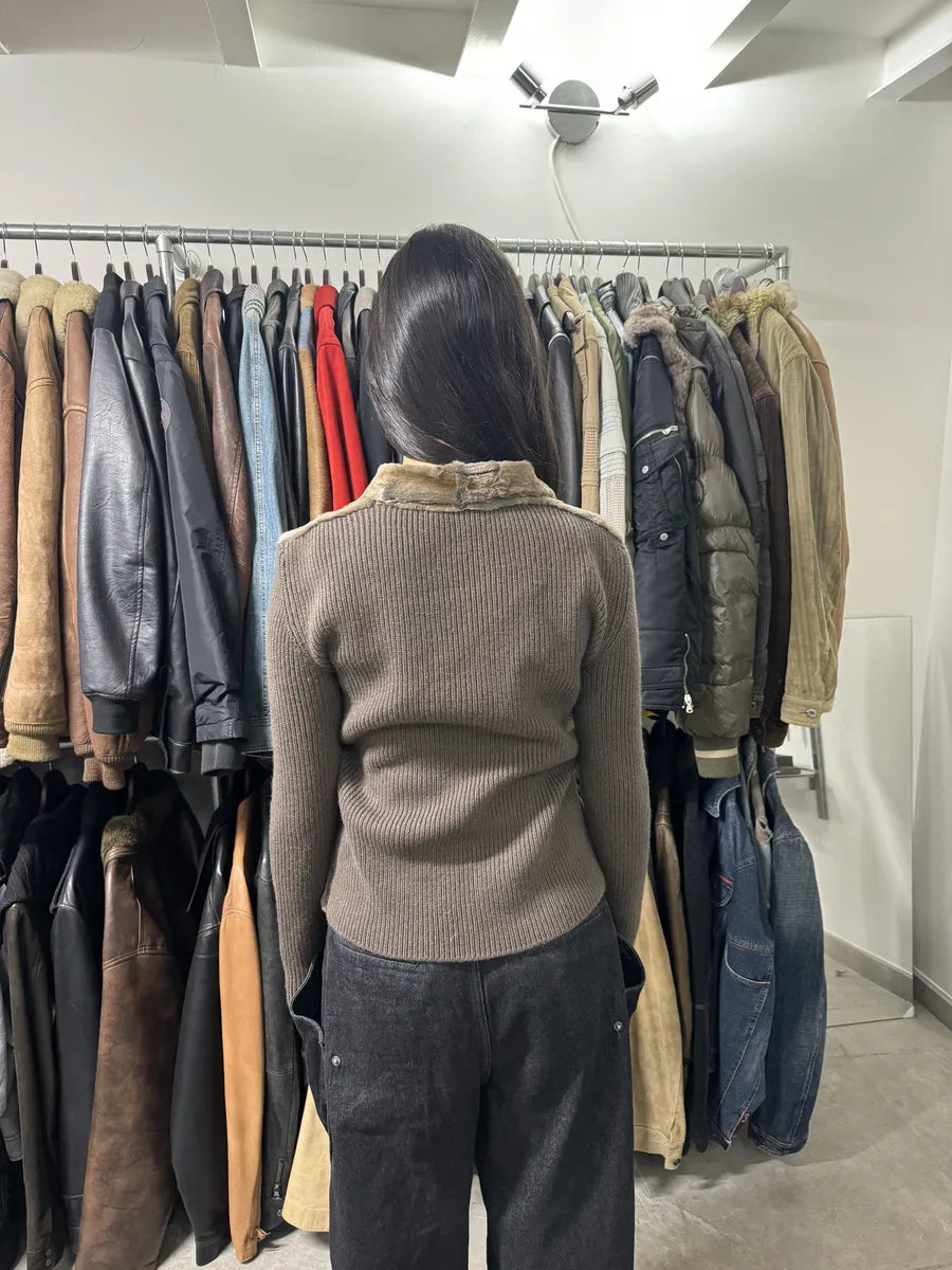 2000s Prada Blazer Dyed Fur & Brown Wool Front Jacket obmpvaZ 2