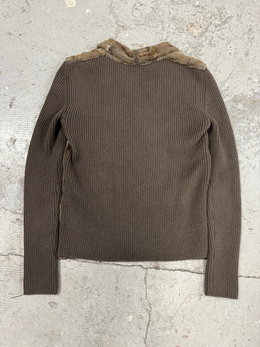 2000s Prada Blazer Dyed Fur & Brown Wool Front Jacket obmpvaZ 3