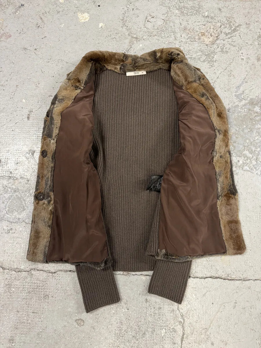 2000s Prada Blazer Dyed Fur & Brown Wool Front Jacket obmpvaZ 5