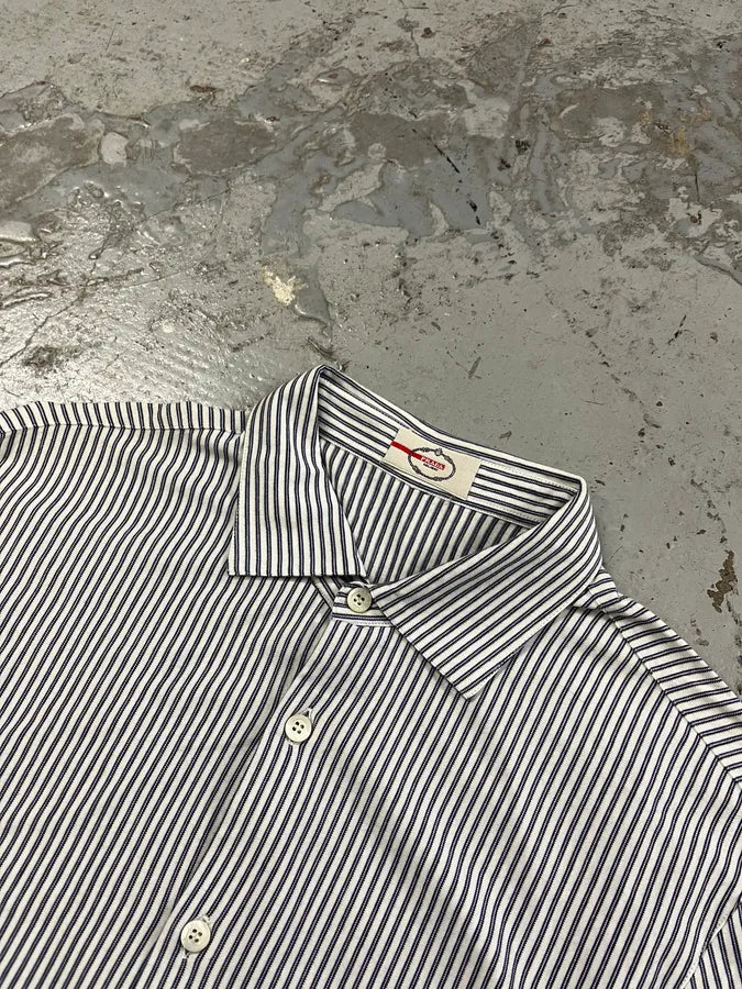 2000s Prada Blue & White Striped Shirt qfCTzFQ 4