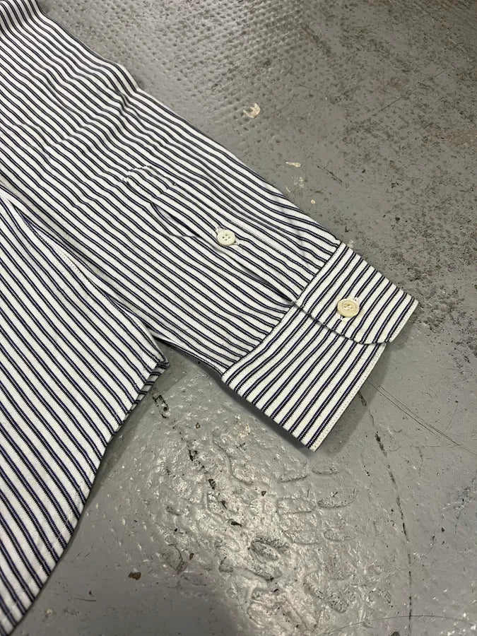 2000s Prada Blue & White Striped Shirt qfCTzFQ 5