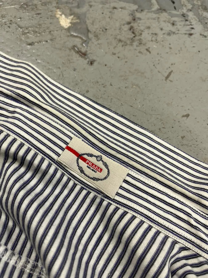 2000s Prada Blue & White Striped Shirt qfCTzFQ 8